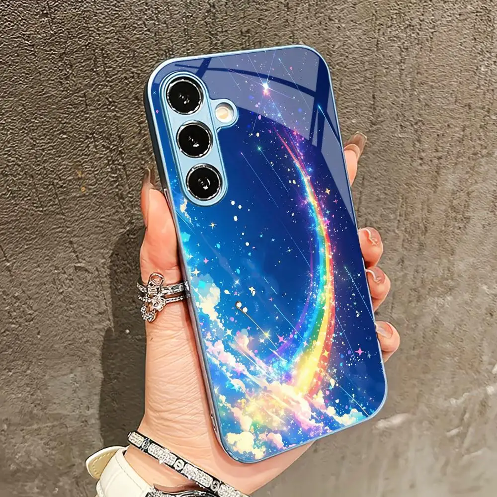 Azure colored cloud sky phone case Tempered Glass phone case for Samsung Galaxy S26/S25/S24/S23/S22/S21 Ultra FE Plus Shockproof