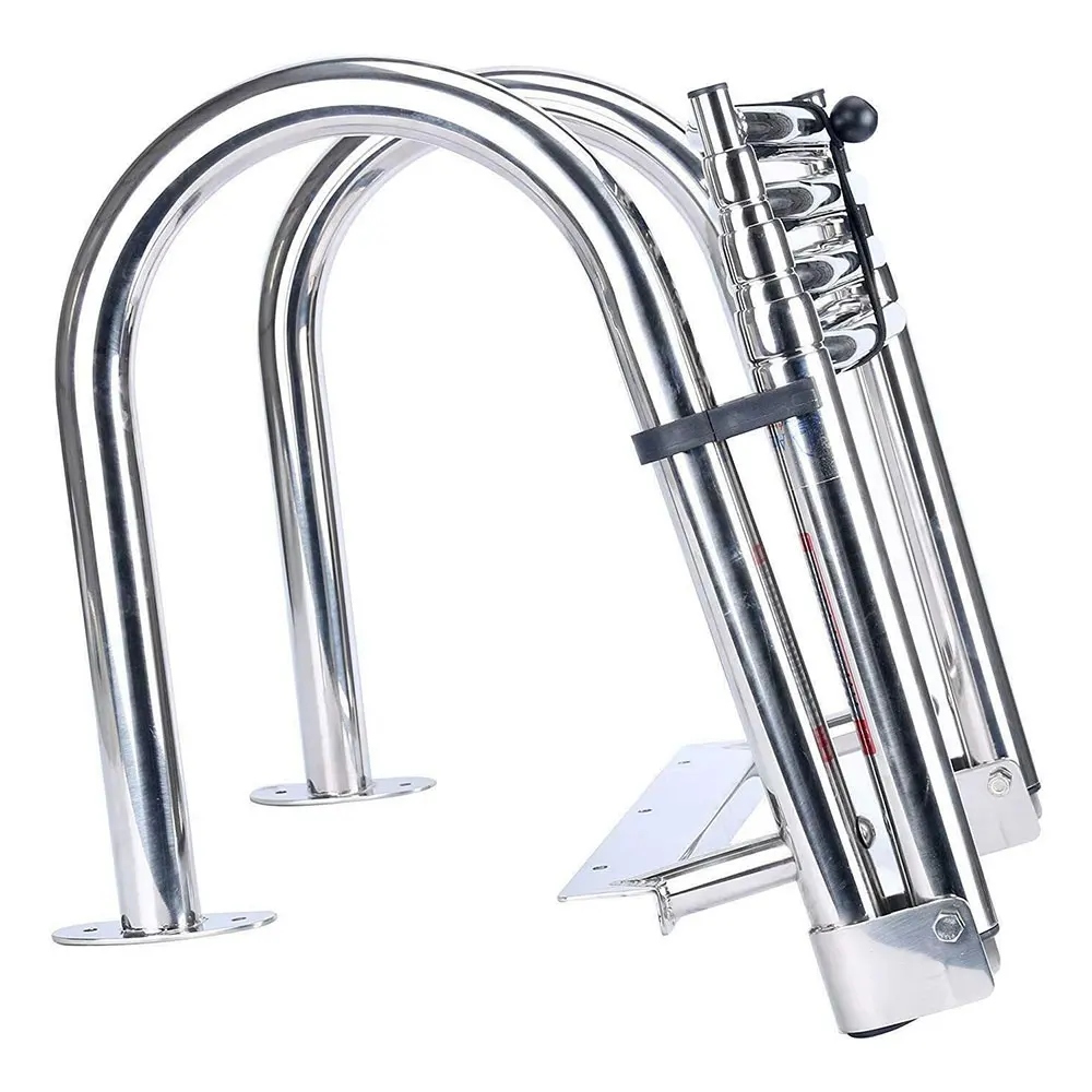 

4 Step Pontoon Boat Ladder Foldable Stainless Steel Marine Rear Entry Telescoping Ladder with Wide Steps Swim Deck Ladderpromote