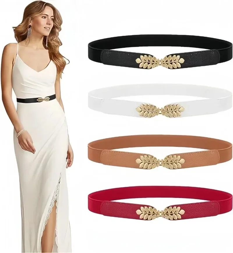 Fashion Women PU Black White Waist Band Thin Elastic Waist Belt Dress Apparel Accessories Cinturon Mujer Hot Sale