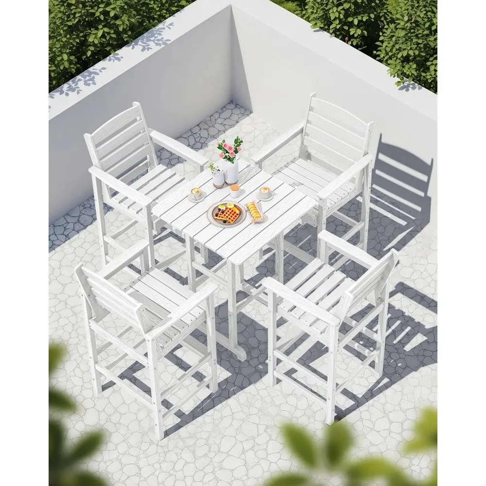 

5 Pieces Adirondack Bar Chairs Set, HDPE Adirondack Barstools Chairs with Bar Pub Table, Customized