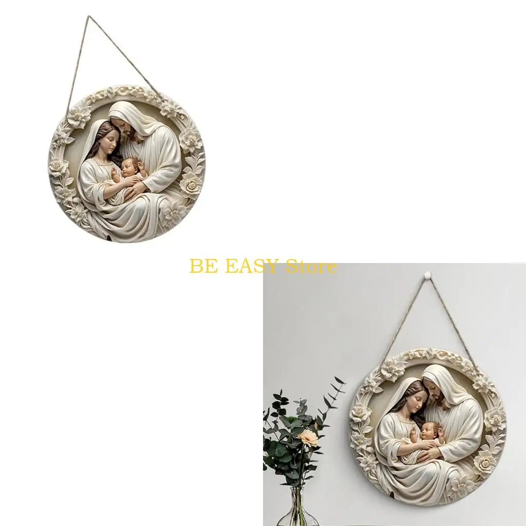 E28F Artistic Jesuses and Virgin Marys Plaque Wall Hanging Ornament for Christian Faithfuls and Home Decoration