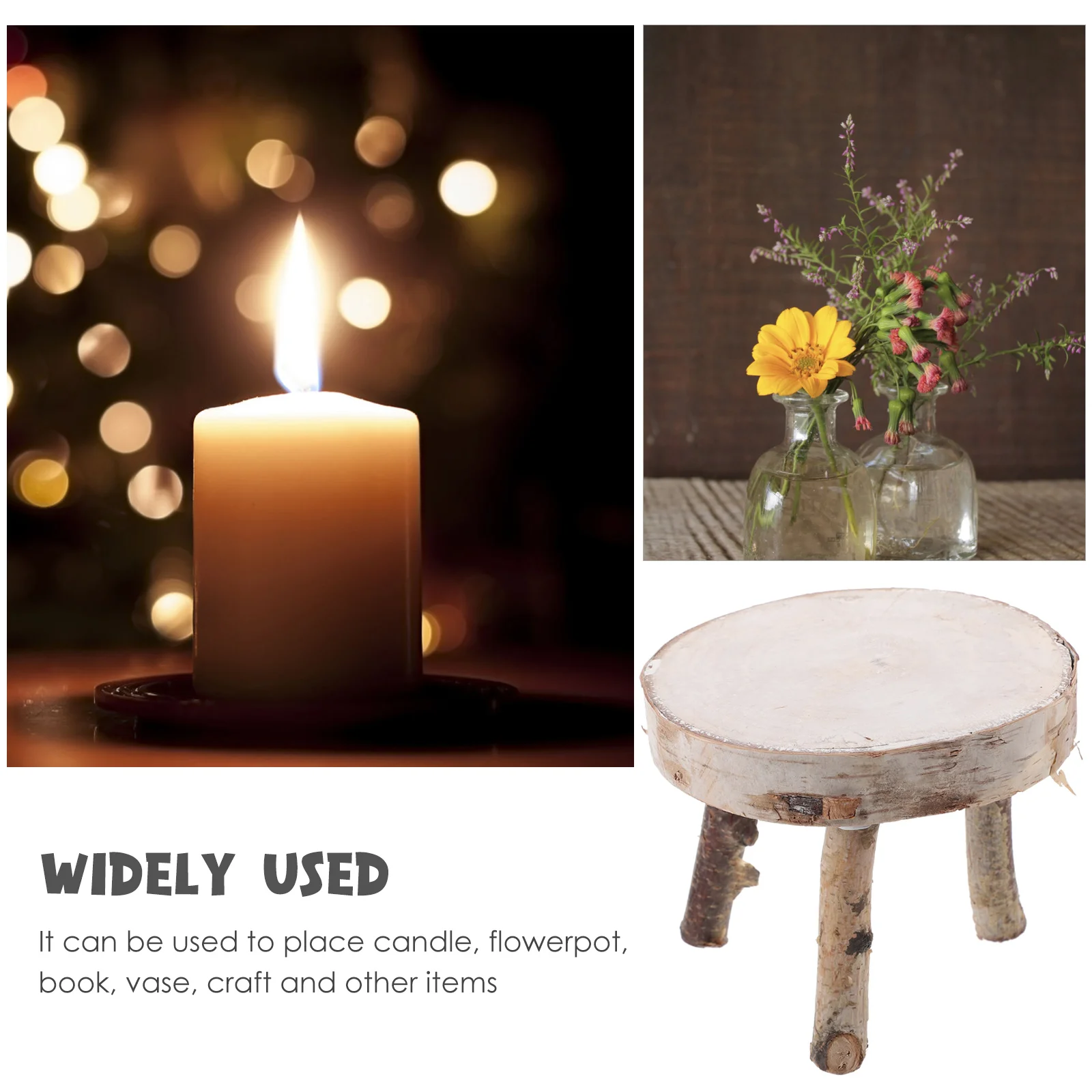 

Birch Small DIY Unfinished Wood Slice Table Photo Prop Rustic Home Decor Craft Ornament Stand Vase Flowerpot Book Stable