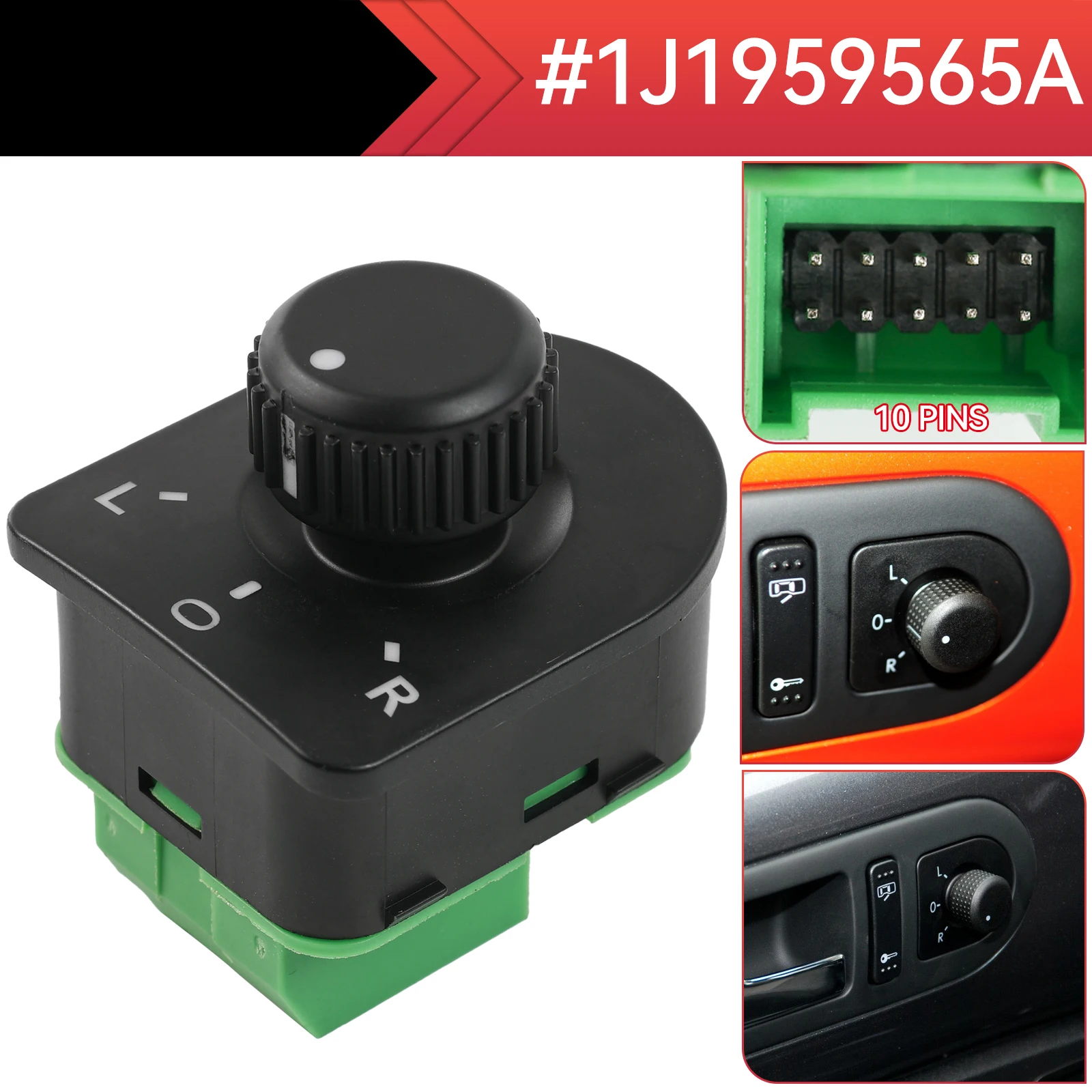 Master Mirror Control Switch Adjust Knob 1J1 959 565A 1J1959565A For VW 1998-1999 Golf 2002-2005 Jetta 98-10 Beetle 98-05 Passat