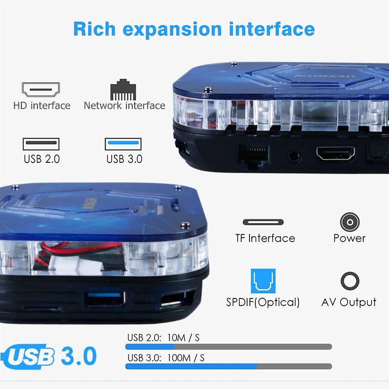HEYNOW Android 11 TV BOX Amlogic S905X4 4K/8K 2.4G/5G WiFi Smart TV BOX 4GB 32GB Media Player Built-in Cooling Fan Set Top Box