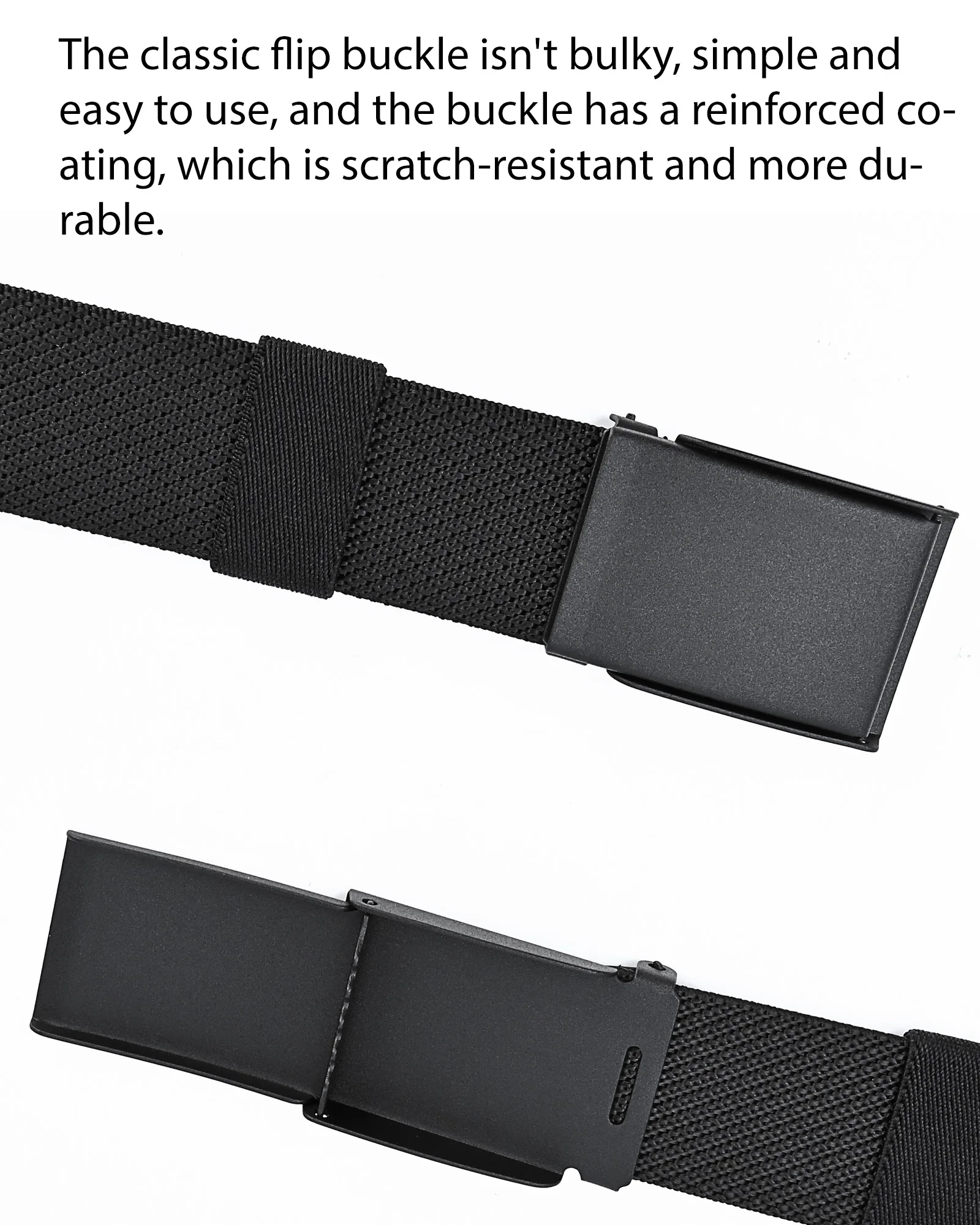 Herren-Gürtel, groß und breit, aus schwarzem, dehnbarem Nylon, bis zu 180 cm / 71 Zoll, mit Schnappverschluss, einfach zu verwenden, zum Zuschneiden geeignet, schmaler Gürtel – Detail 3