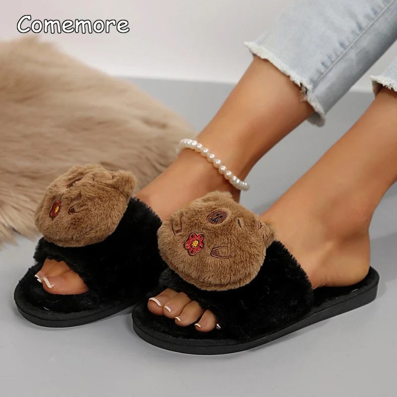 لطيف أفخم النعال المنزل للنساء لينة وحيد رقيق فروي أحذية منزلية امرأة داخلي دافئ عدم الانزلاق شبشب شتوي دافئ Pantuflas #2