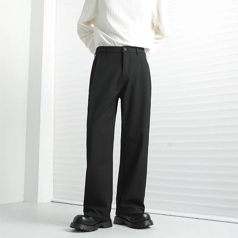 Мужские летние драпированные прямые брюки для костюма, повседневная одежда, свободный крой, деловые повседневные широкие брюки, легкие и против морщин