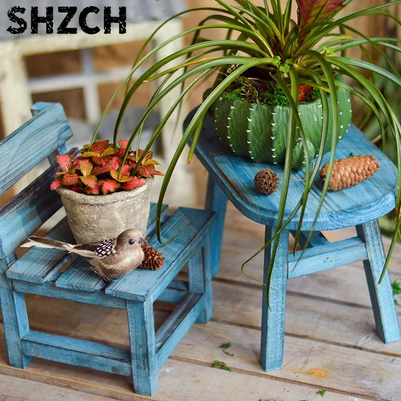 Natural Wood Flowerpot Holder Balcony Decoration Plant Rack Garden Grocery Mini Stools Photography Props Wooden Stools