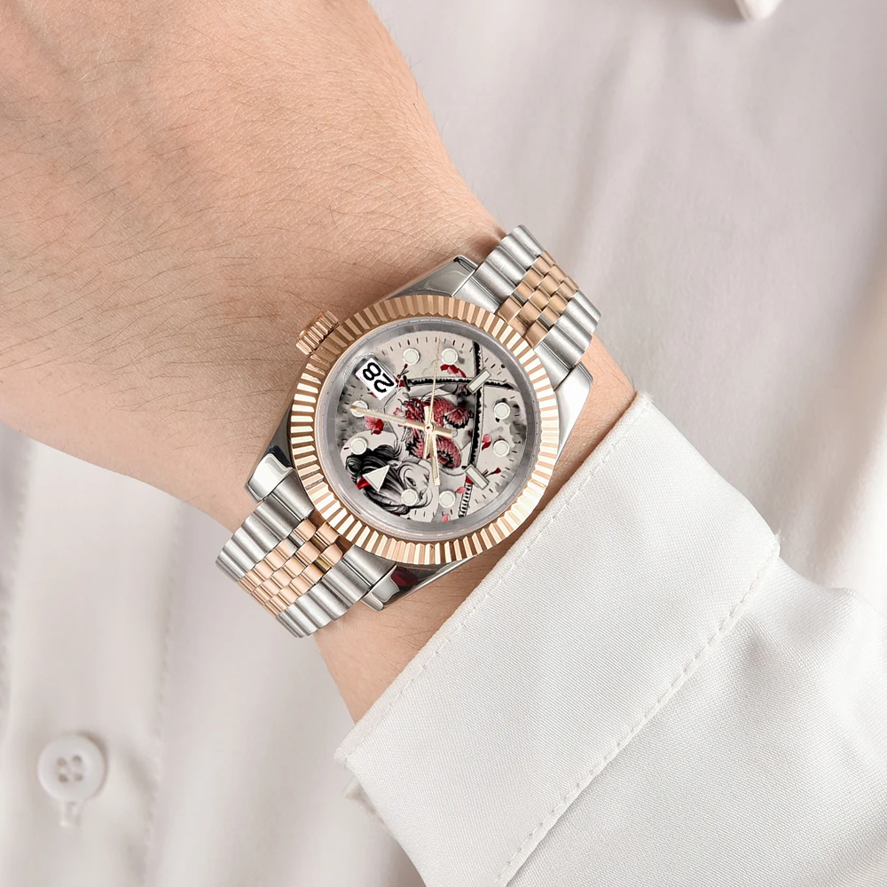 customized 36/39mm NH35 watch Movement Creative pattern 316 Stainless steel NH35a Mechanical watch for men and women watches