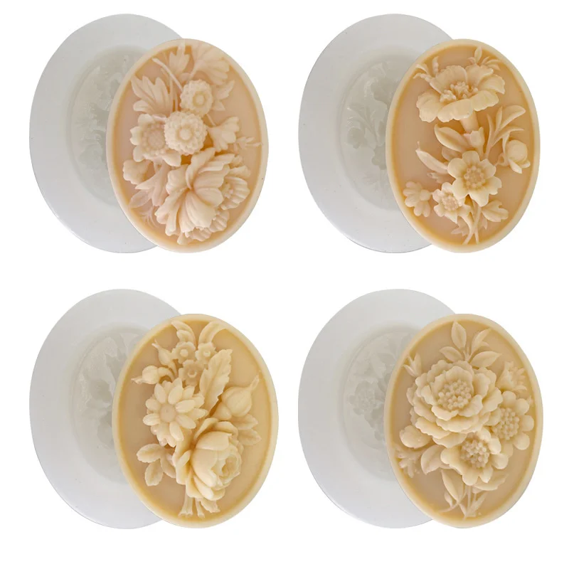 Peony Flower Soap Silicone Mold Morning Glory Relief Resin Plaster Mould Plant Fondant Chocolate Mousse Cake Molds Home Decor