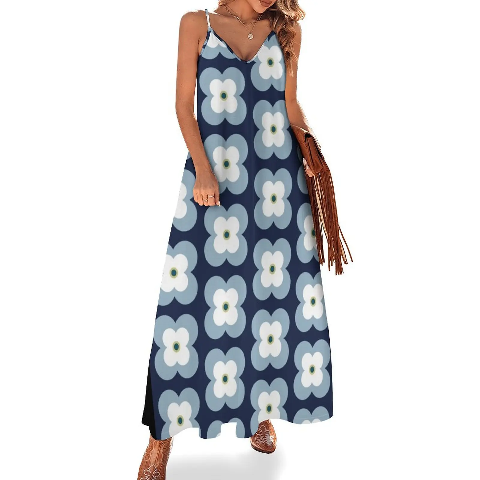 

Mod Blossoms - Navy and French Blue Sleeveless Dress elegant chic wedding evening dresses women's clothing korea stylish Dress