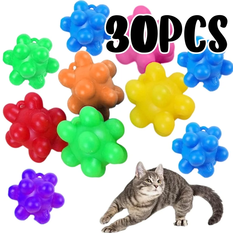 5/30pcs TPR Elastic Cat Toy Set Interactive Jumping Balls Random Colors Kitty Entertainment Props for Pets Indoor Play Game Toys