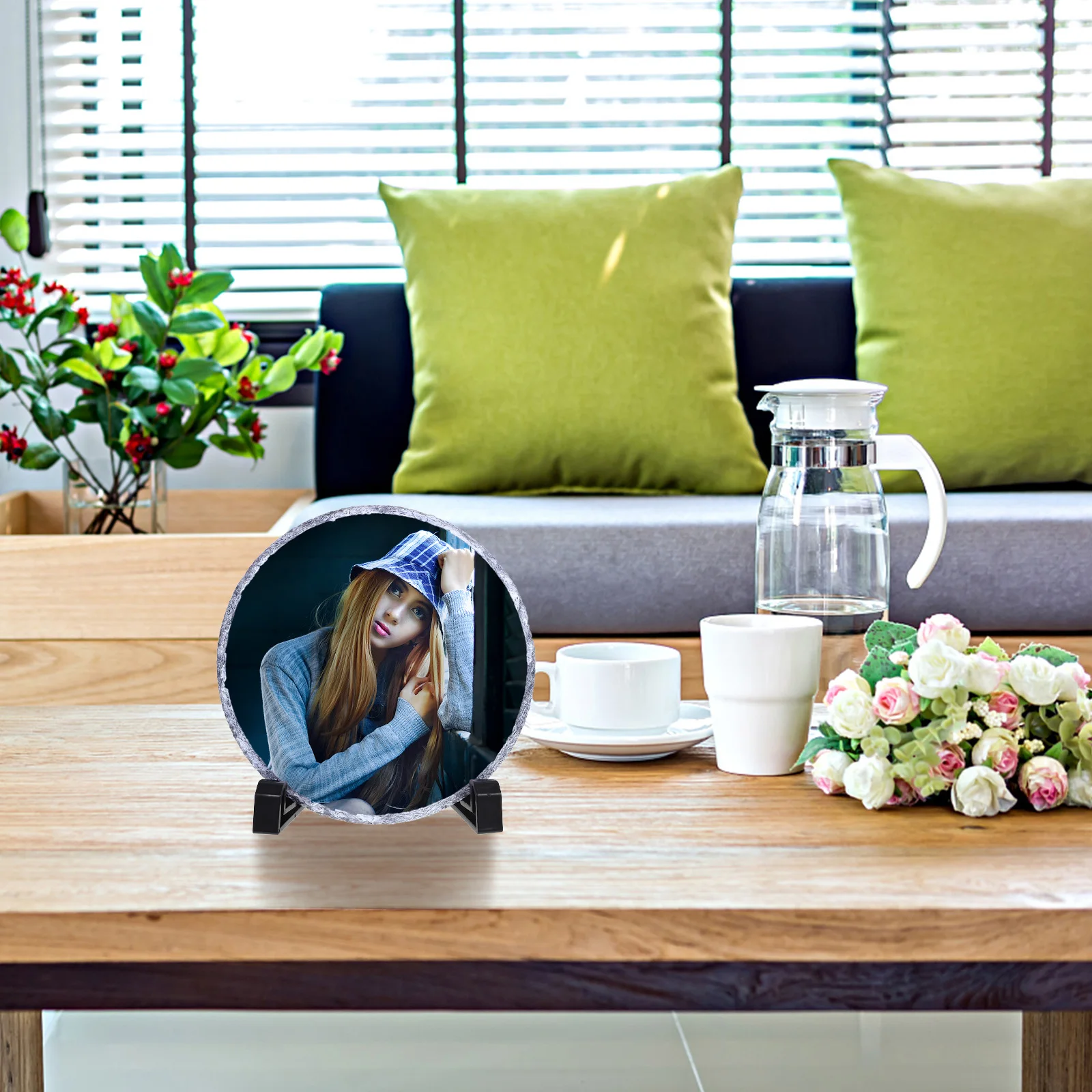 

Sublimation Rounded Photo Frame Blank Coated for Heat Transfer Lightweight Smooth DIY Photo Plate Decoration