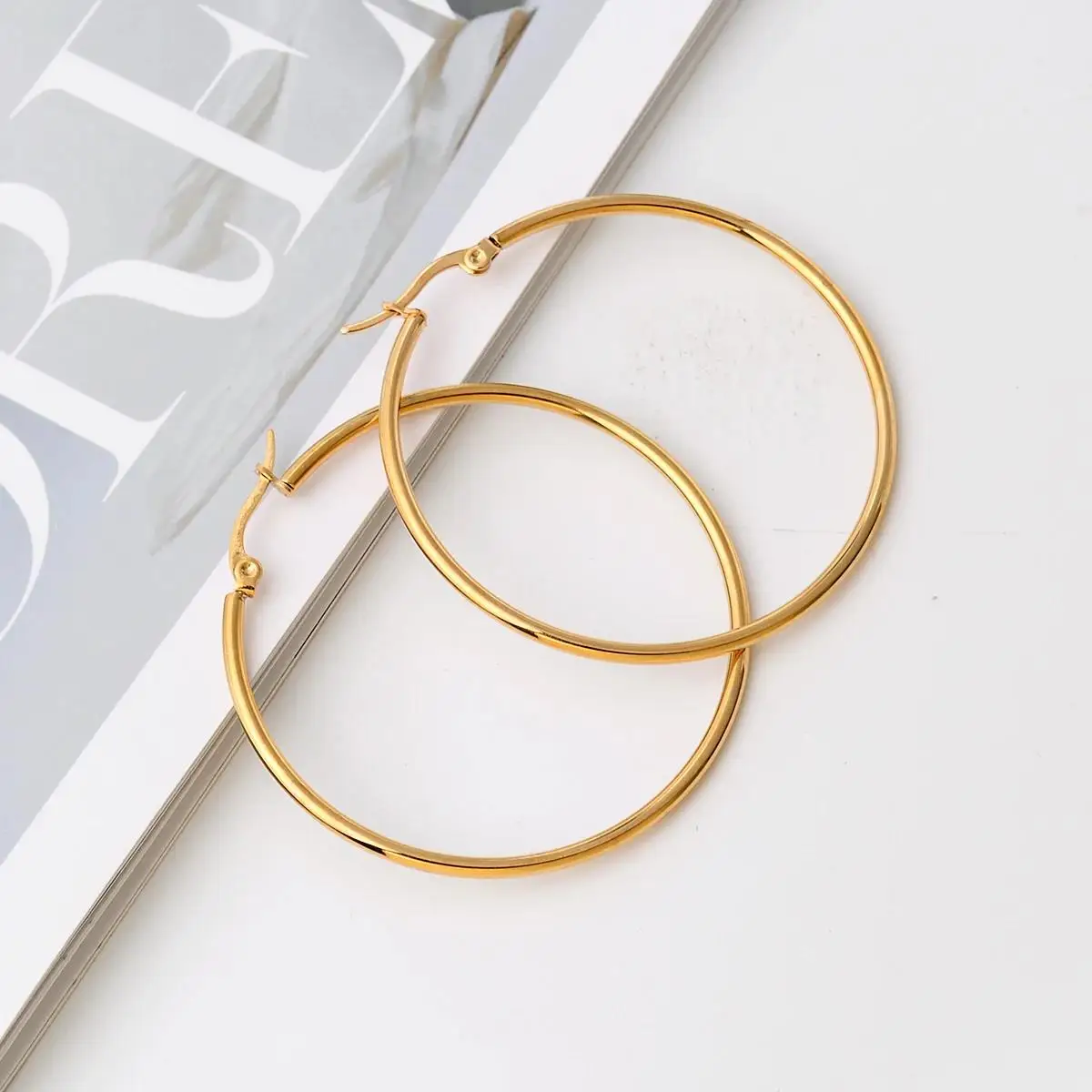 2 Pcs Stainless Steel Super Big 90mm Hoop Earrings Female Men Round Circle Small Ear Ring Lead Nickel Free Brinco Aretes Mujer image 3