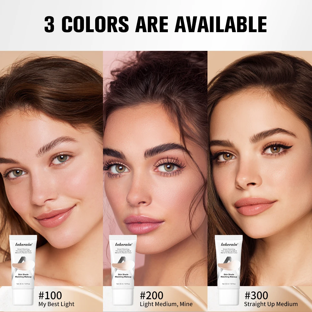 Lakerain base líquida que muda de cor, hidratante para iluminar a pele spf 15, protetor solar natural, mesmo tom de pele, corretivo leve