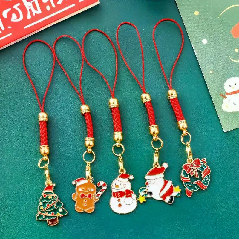 Cartoon Christmas Metal Keychain Santa Snowman Garland