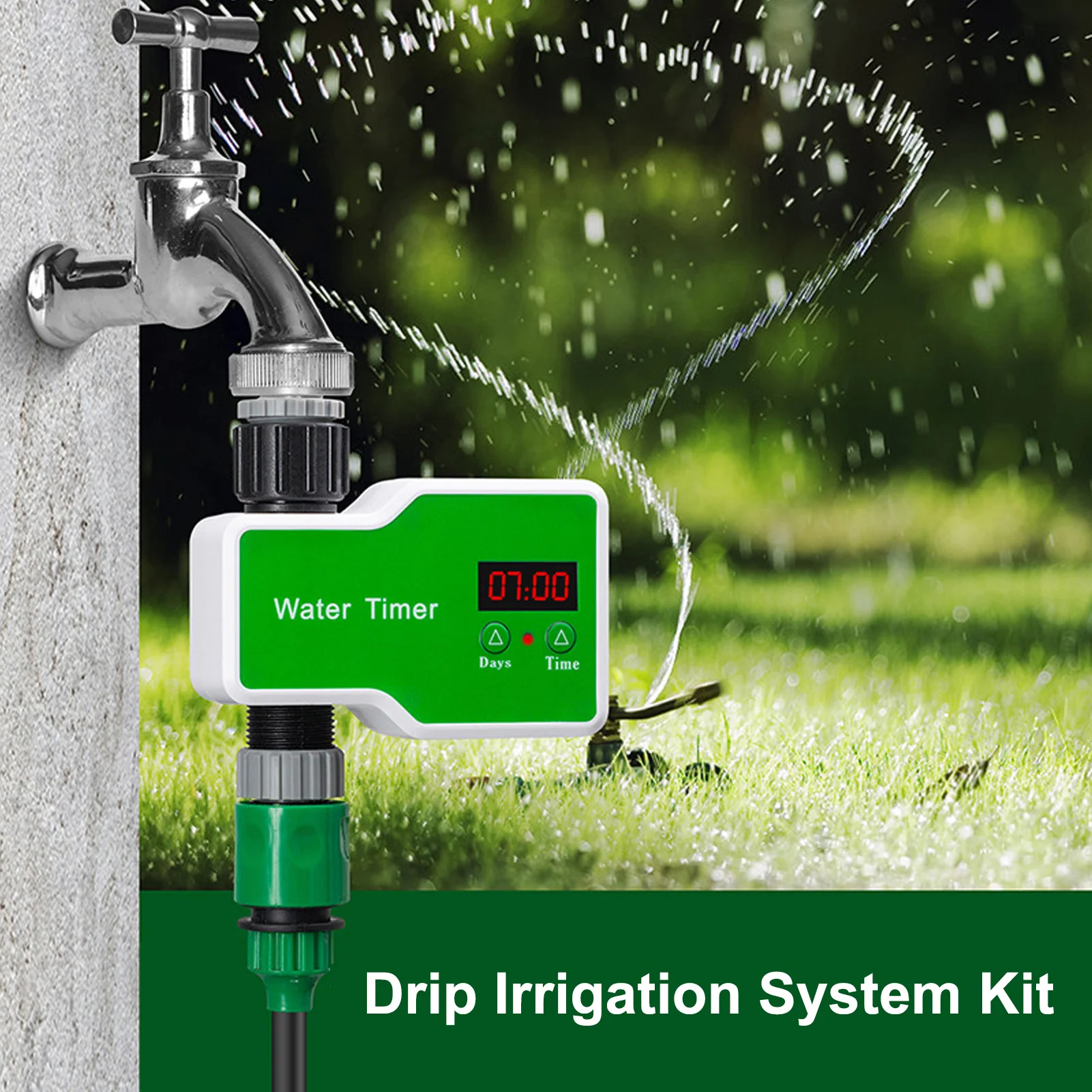 

Drip Irrigation System Kit Sturdy Garden Irrigation System Kit Battery Powered Leakproof Anti Aging with Timer for Greenhouse