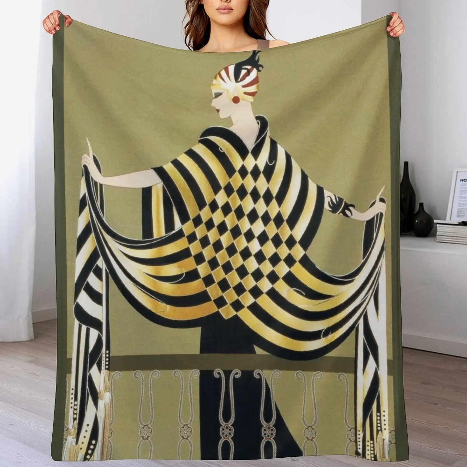 

LADY OF THE CHESS Art Deco Beauty Fashion Throw Blanket warm winter Furrys For Sofa Thin halloween Blankets