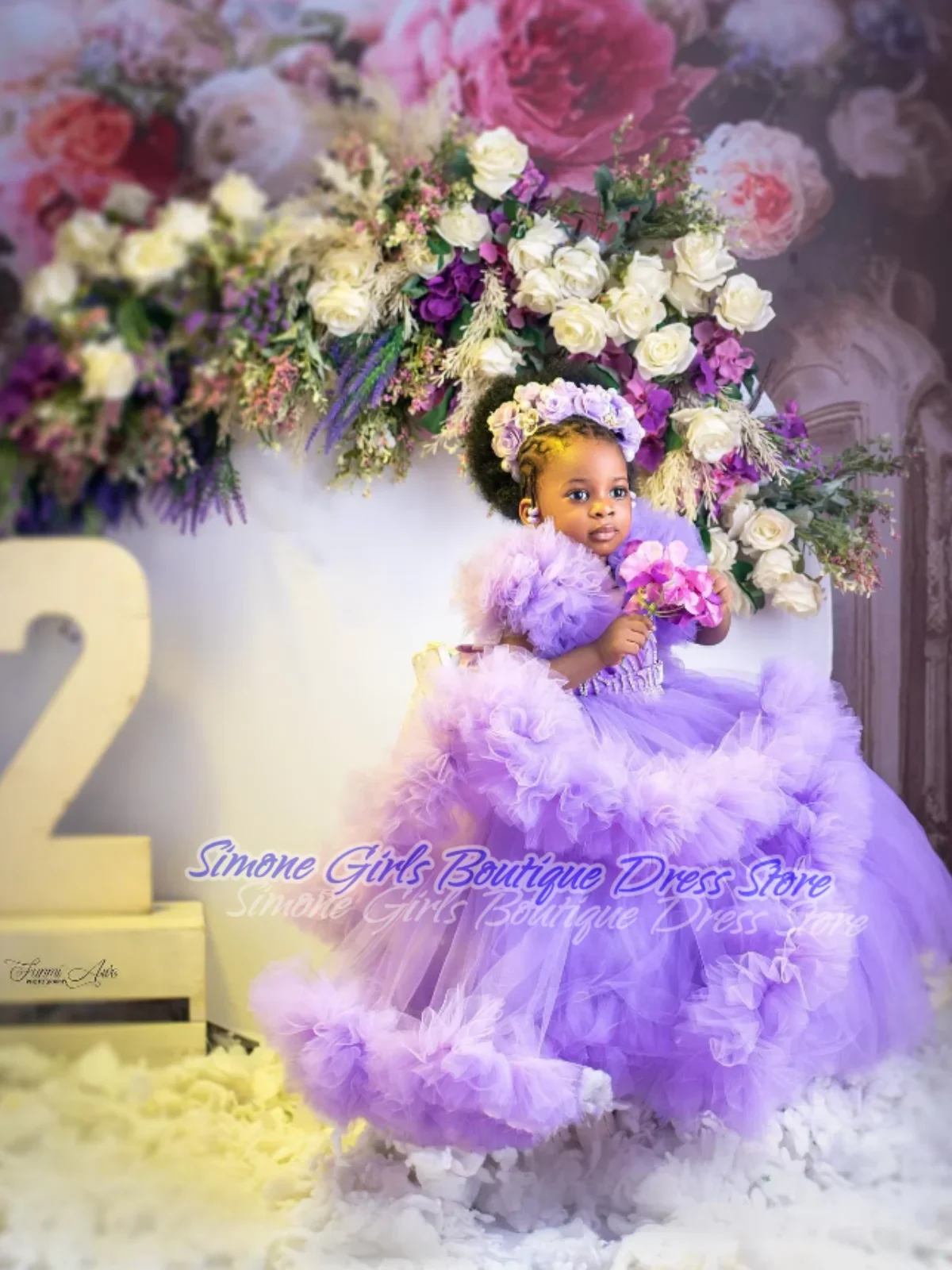 Rüschen rückenfreie Spitze Blumenmädchen Kleid elegante Kinder Party tragen Mädchen Kleid kleine Prinzessin Kleid Geburtstagsfeier