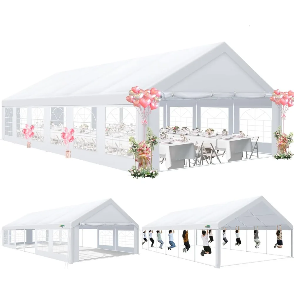 20x40 Party Tent Heavy Duty, 20x40 Tent with 8 Removable Sidewalls & 4 Built-in Sandbags, Commercial Wedding Large Tent,