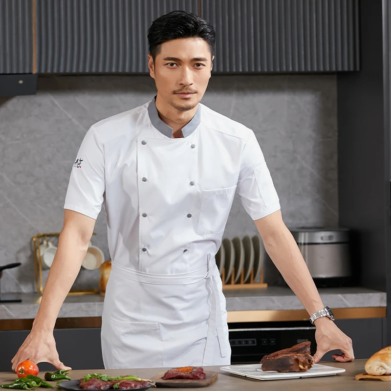 زي طاه محترف للمطبخ ، زي الطبخ ، قميص الطبخ ، الكافتيريا ، ملابس العمل ، المخابز ، المقهى ، وزرة النادل ، سترة