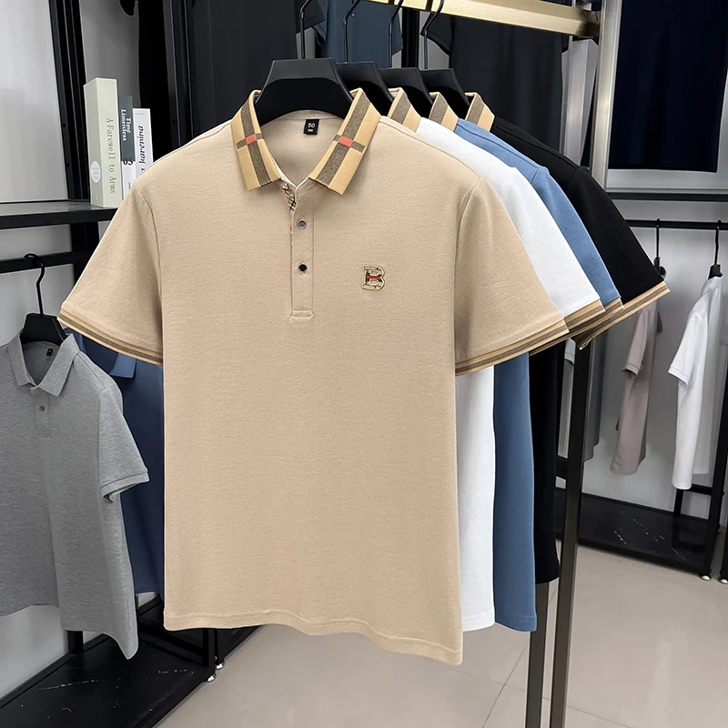 Summer men's golf fashion 2025 short sleeved polo shirt high-end design exquisite ice silk embroidery breathable T-shirt - Image 6