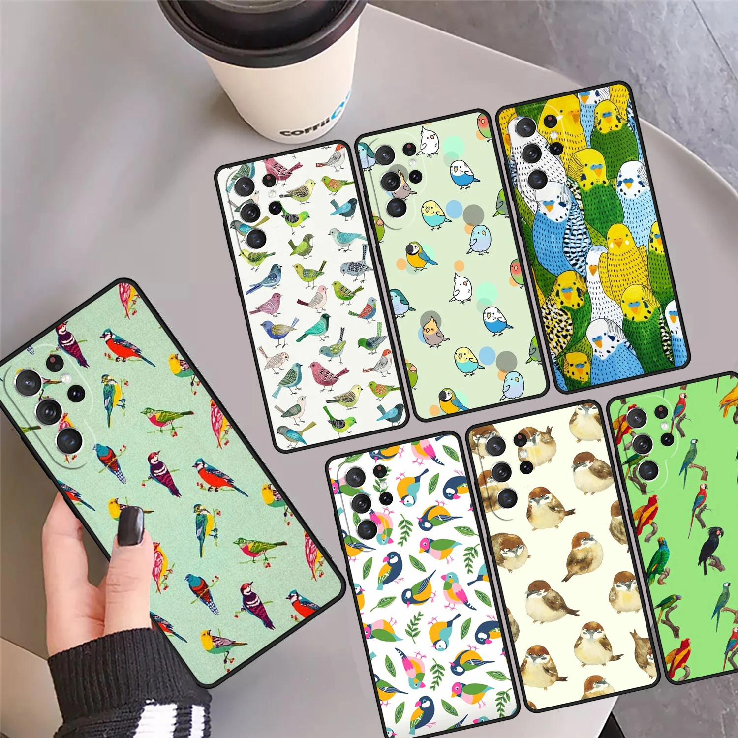 Colorful Parrots Phone Case Cover Coque For Samsung Galaxy S24 Ultra 23 S22 Plus S21 FE S20 S8 S9 S10 Note 10 Pro Note 20 Ultra