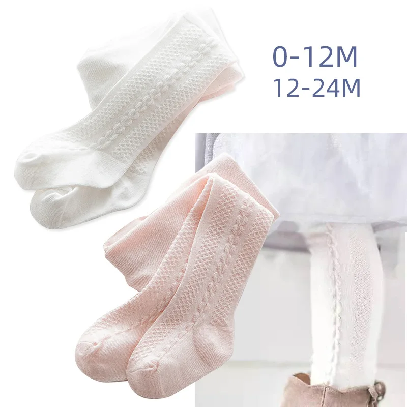 Spring Summer Baby Cotton Tights Thin Leggings Breathable Mesh Stripe Stockings Princess Outerwear Soft Cotton Pantyhose