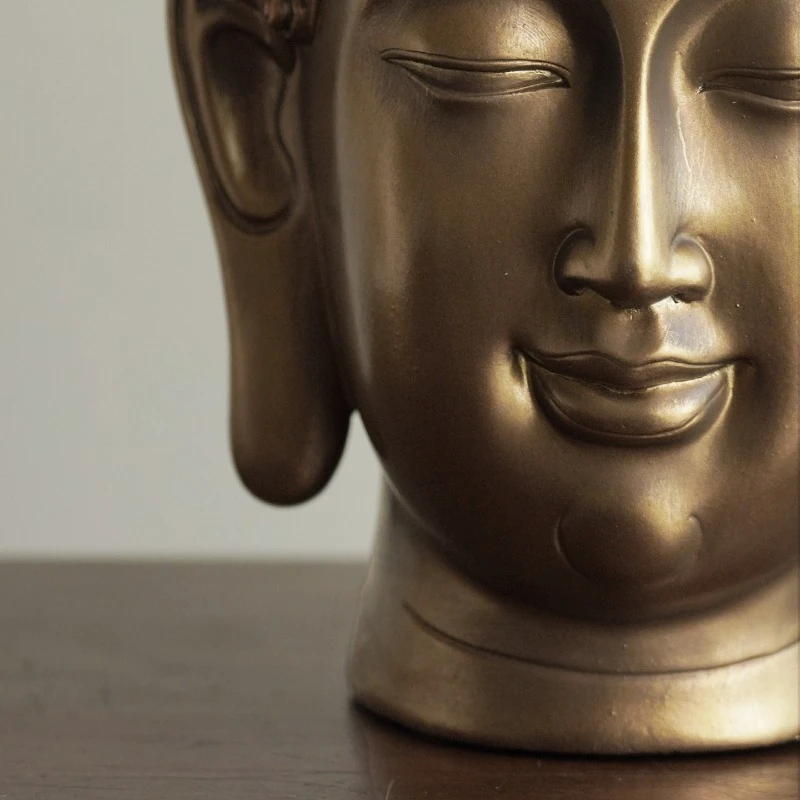 Creative Resin Zen Gold Buddha Head Sculpture Ornaments Living Room Study Entrance Buddha Statue Display Crafts Birthday Gifts
