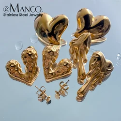 eManco Europe And The United States Simple Stainless Steel Heart Earrings Fashion Personalized Gold-Plated Accessories Wholesale
