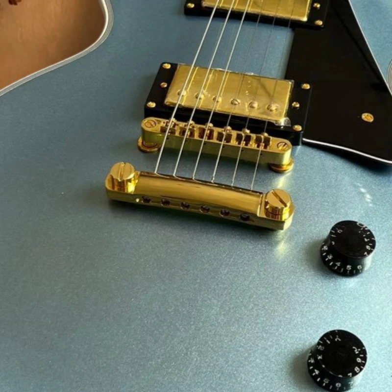 Metal Blue LP0S Electric Guitar Card Clear Sound Transparent Pearl White Shell Inlay Product Record Free Shipping