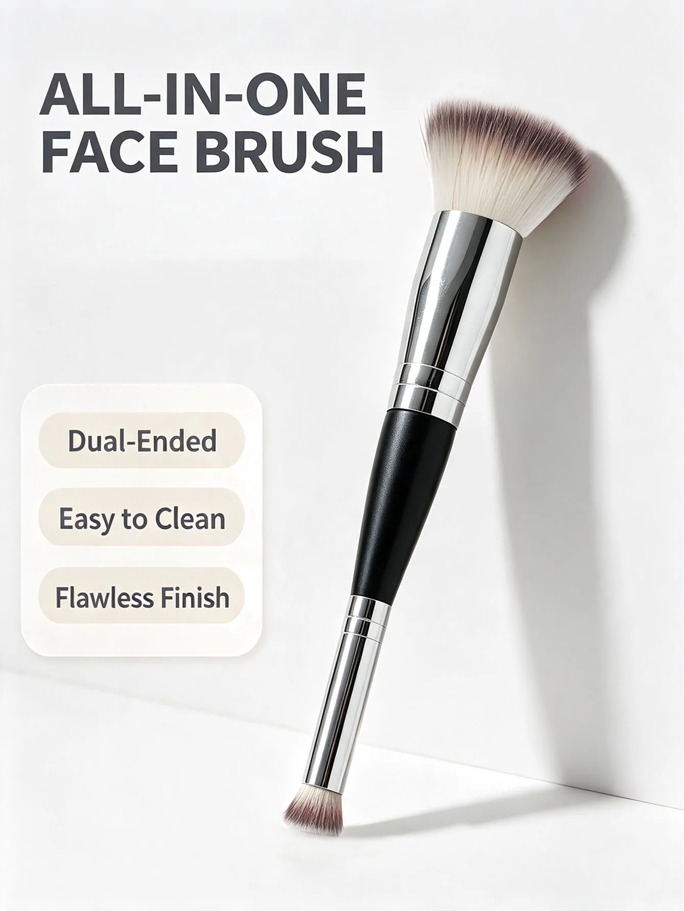 1Pc Foundation Brush and Concealer Brush Two-In-One Dual-Head Makeup Brush, Beauty Tool Made of Soft Fiber, Travel-Friendly Makeup Tool, Easy to Carry