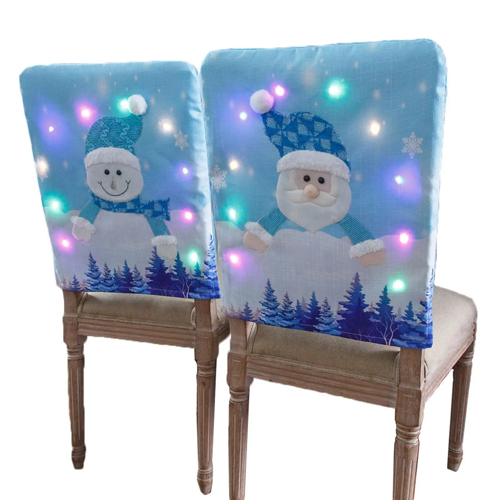 Stretchable Christmas LED cover Room Kitchen Thick Printed Back Slipcover