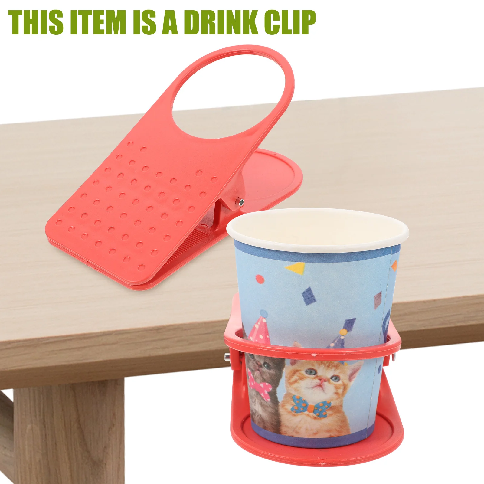 

Plastic Clip on Table Cup Holder Clamp Drinking Cup Clip Random Standard Cans Glasses Coffee Cups for Office Home