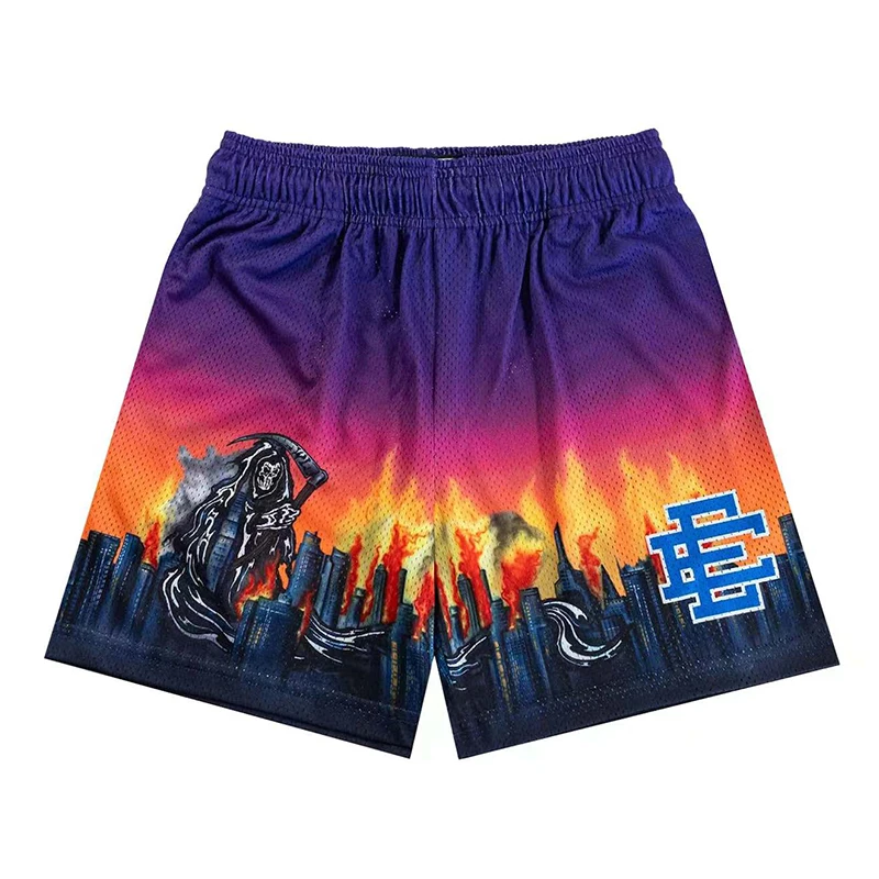 2025 New Summer Eric Emanuel EE Basic Mesh Short Classic Floral Printed Gym Shorts Men\'s Gym Basketball Sports Casual Shorts