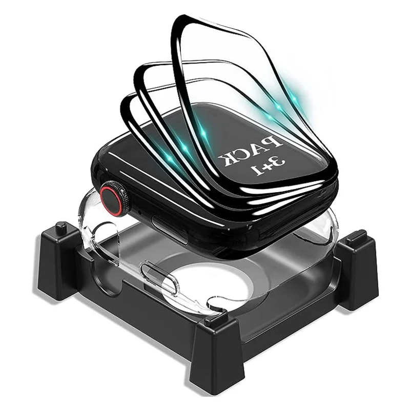 Install Tray Screen Protector for Apple Watch Series 6 5 4 3 SE 45mm 41mm 44mm 42mm 40mm 38mm Protective iWatch 9 8 7 Ultra 49mm