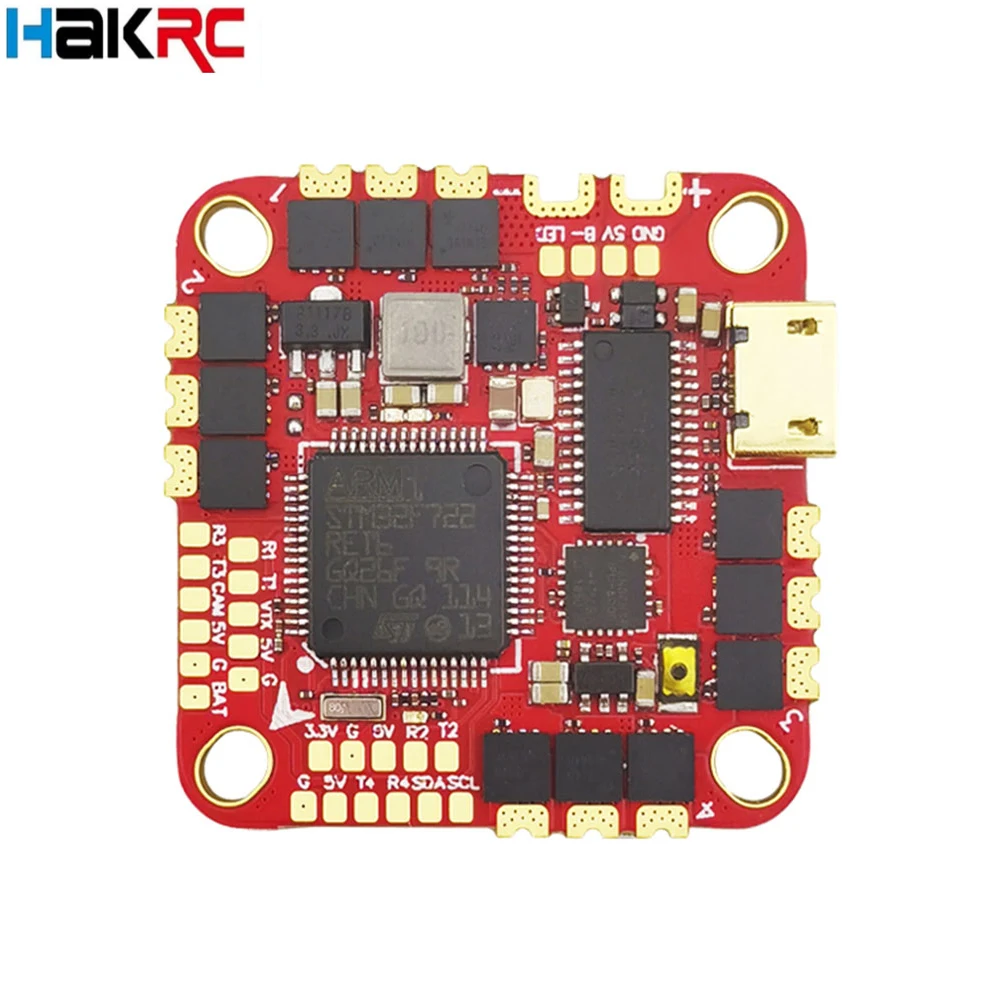 

HAKRC F722 40A AIO Flight Controller W/BLHELIS 2-6S 40A 4in1 ESC ICM42688 Dual USB OSD BEC 25.5x25.5mm for RC FPV Racing Drone