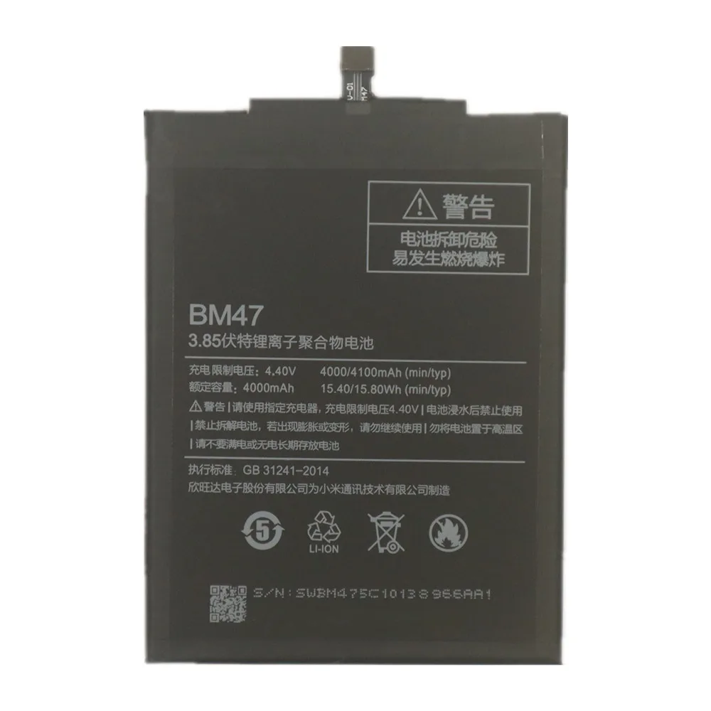 2025 Years BM47 Battery For Xiaomi Hongmi Redmi 3Pro 3 Pro 3S 3X 4X Phone Battery Bateria 4100mAh Fast Shipping