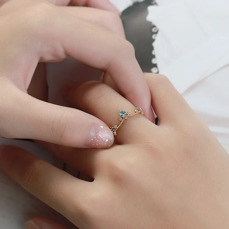 LAMOON Vintage Crown Ring Natural Topaz Rings For Women Gemstone 925 Sterling Silver Gold Vermeil Engagement Wedding Ring RI135