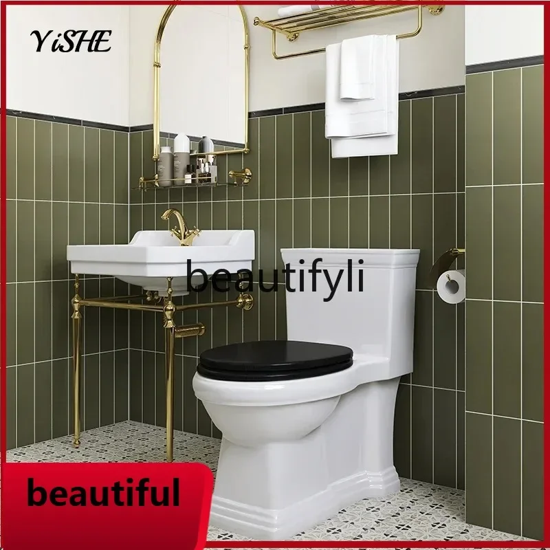 

Z189 Французский ретро-туалет Европейская ванная комната из массива дерева, сифон, керамический американский унитаз