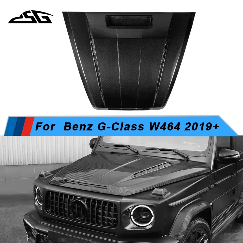 

Передний капот из настоящего углеродного волокна для Mercedes-Benz G-Class W464 2019 + Обновление крышки обшивки вентиляционной решетки автомобильного двигателя