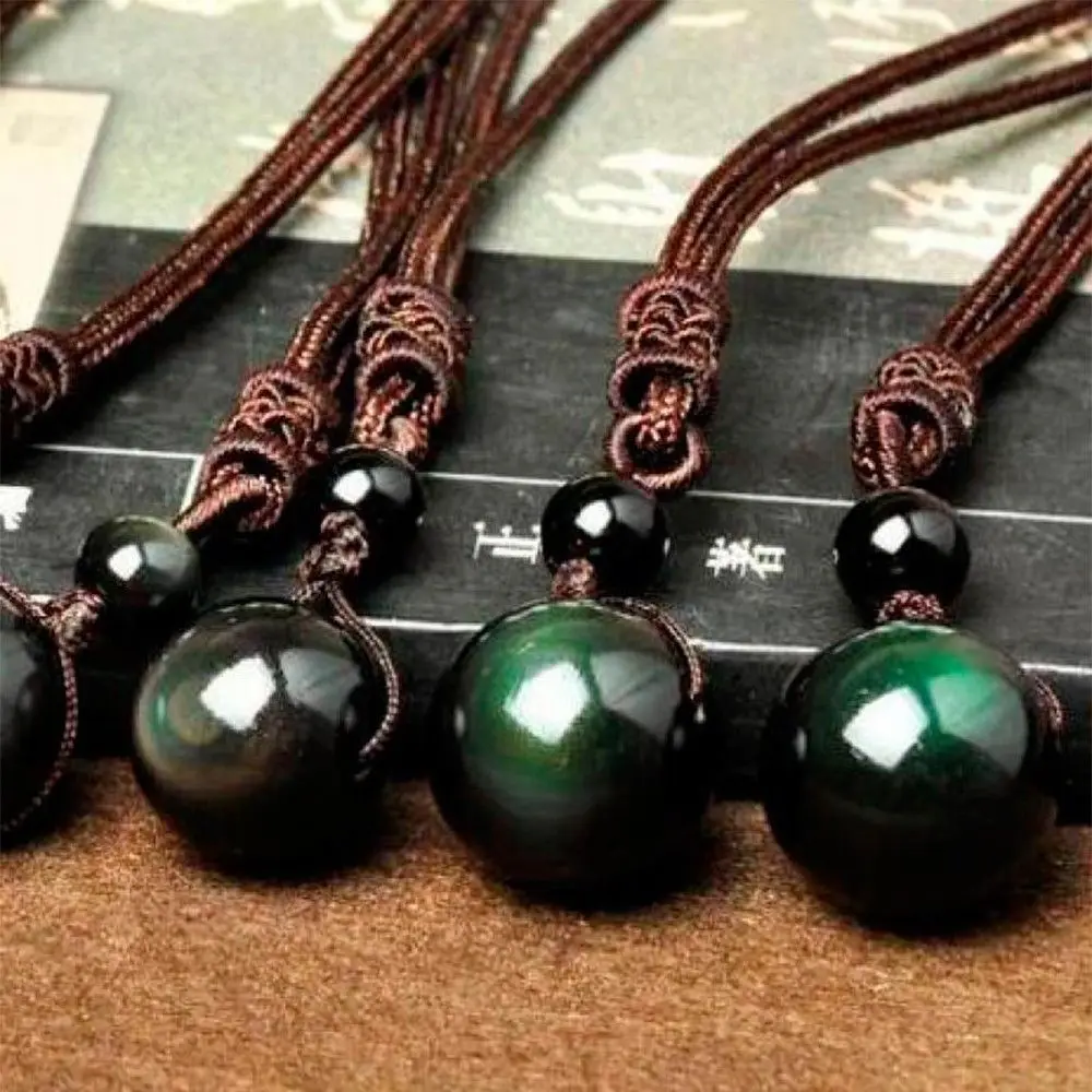 Jewelry Rope Brand New for Lovers Beads Transfer Black Crystal Top Obsidian Rainbow Ball Pendant Eye