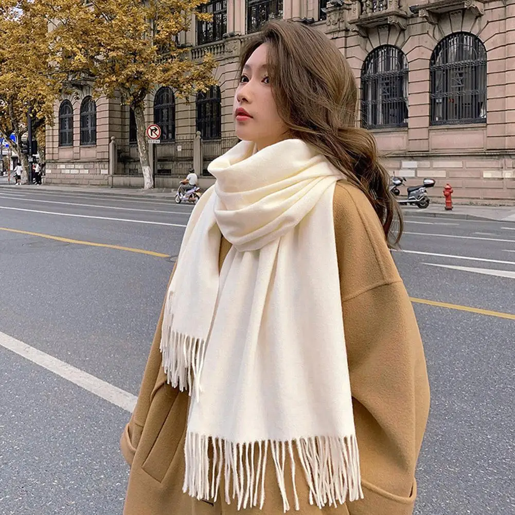 Black Scarf Cashmere Woman Wool Ladies Scarf Warm Checkered Scarf Women's Winter Scarves for Ladies Unisex Bandana Head Scarf