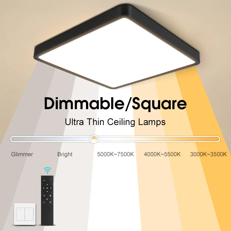 Ultra-thin Led Ceiling Light Dimmable Square 11.8inch Ceiling Lamp 110/220V 36W For Living Room Remote Control Smart Panel Light