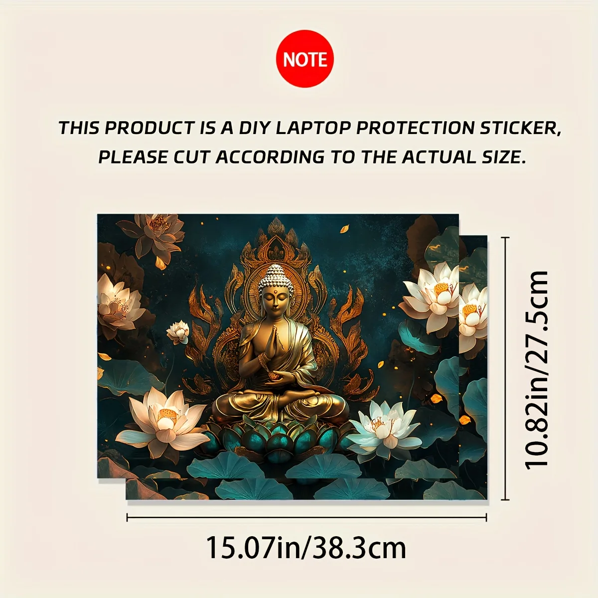 Vinyl Laptop Case Buddha Sticker,2 Pieces/Set, Scratch Resistant DIY Art Case, Non-Reusable Laptop Skin Sticker Decal Waterproof