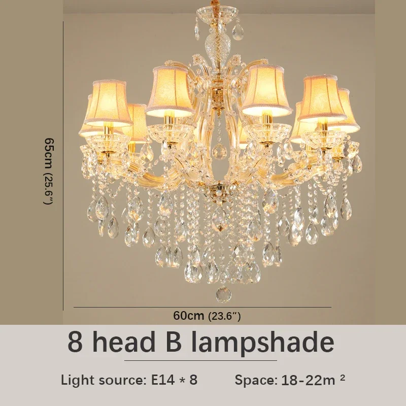 TYLA Luxurious Candle Pendent  Lamp European Style Crystal Lamp Living Room Restaurant Villa Duplex Building Chandelier