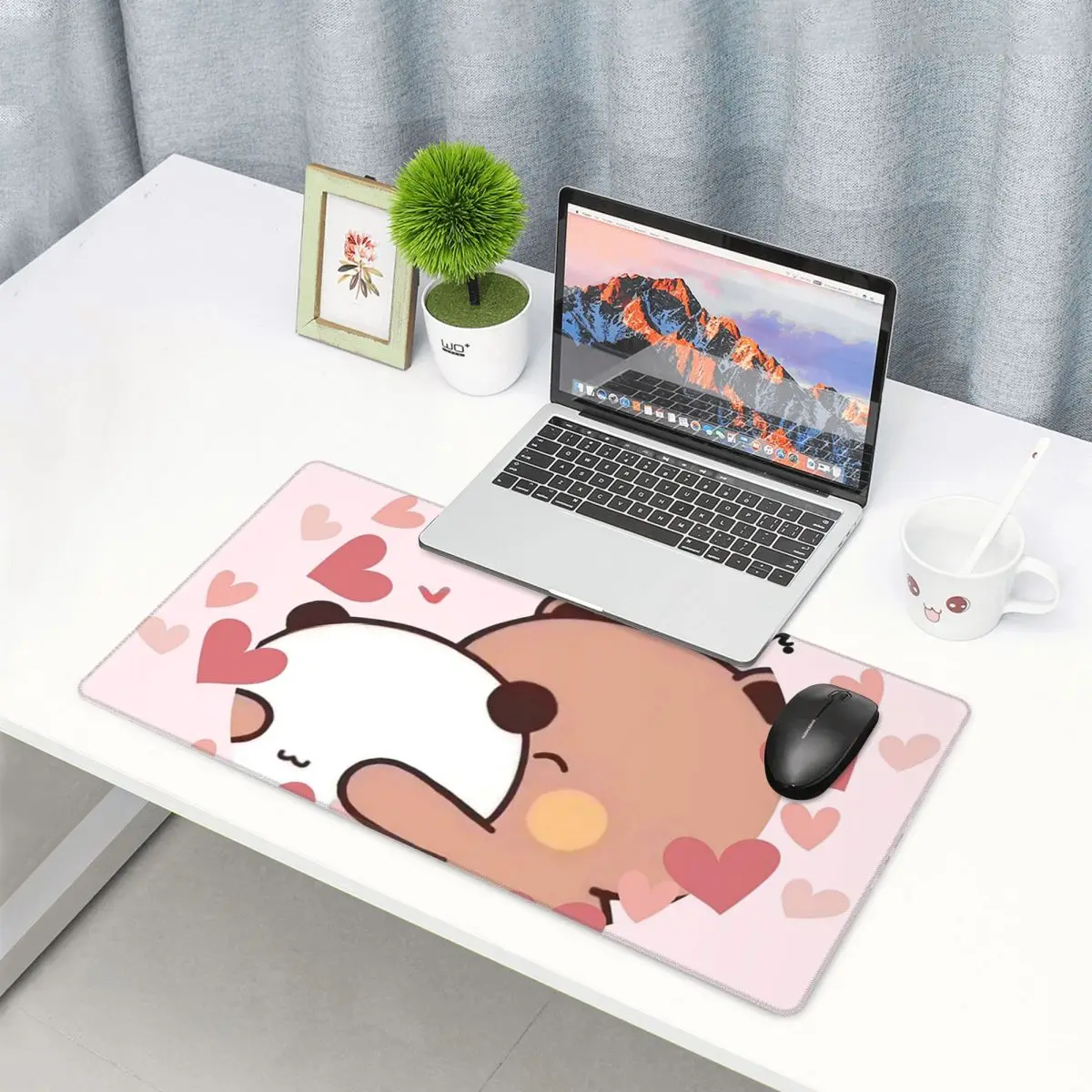 

Большой коврик для мыши с изображением панды и медведя, с надписью «True Love Happy Birthday», BUBU DUDU, для геймеров, для ПК, ноутбука, клавиатуры, настольный коврик