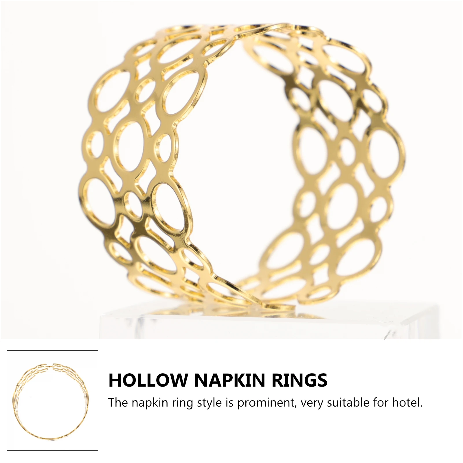 

4Pcs Golden Hollow Napkin Buckles Elegant Napkin Rings Party Dinner Table Holder Banquet Supplies Table Supplies