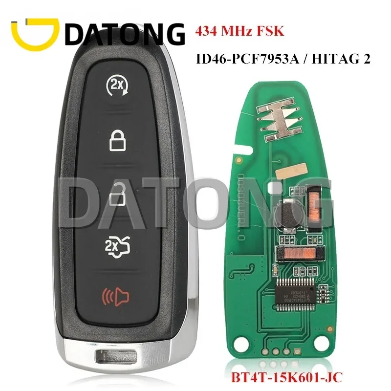 

CHANKey 433MHz PCF7953 BT4T-15K601-CX Smart 5 Button Remote Car Key Fob For Ford Edge Escape Explorer Taurus Flex Focus ID46