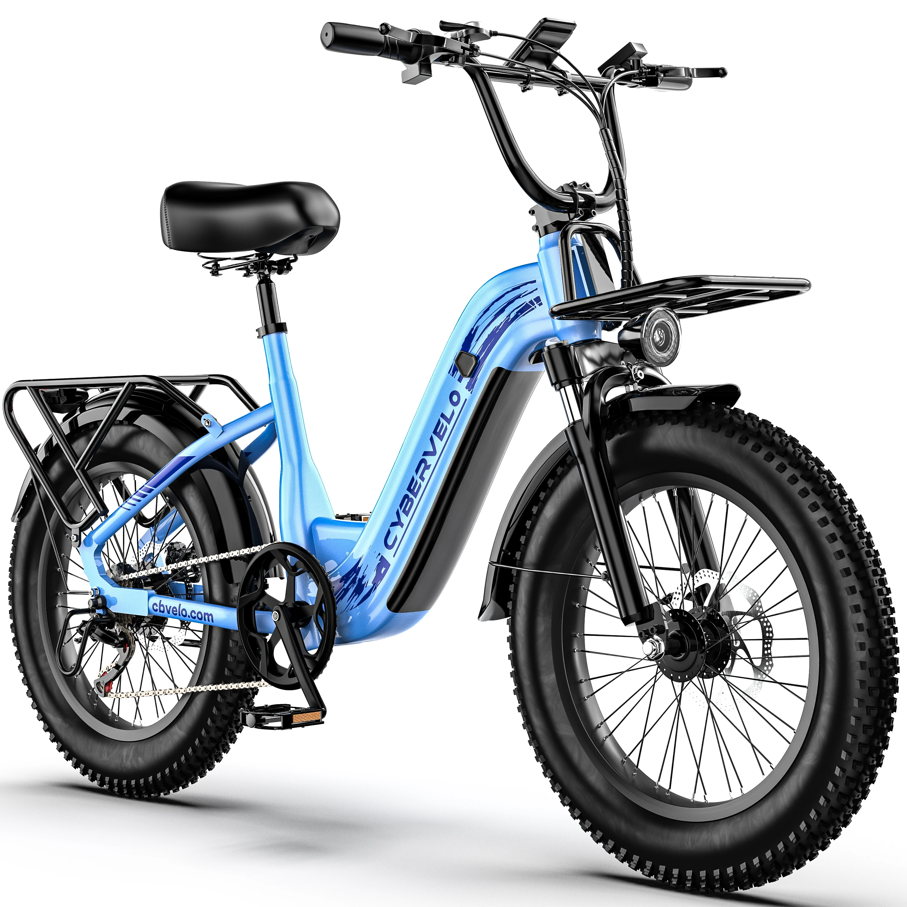 1000W Peak 20" Fat Tire All Terrain Electric Bicycle, 7-Speed Shift Commuter Ebike with 48V 20Ah Detachable Battery for Adults EK8